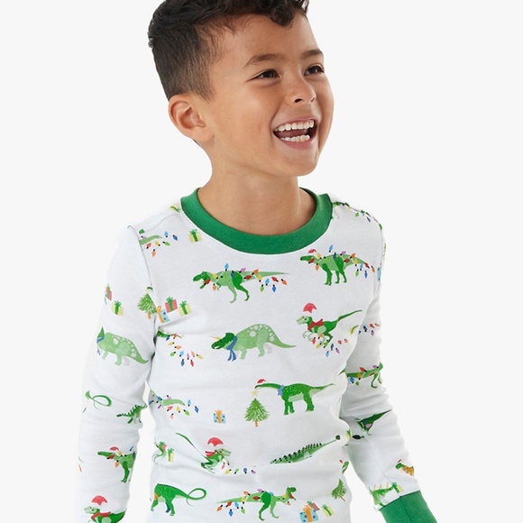 Christmas Dino Organic Cotton Pajama Set - PBK - Picture 1 of 9